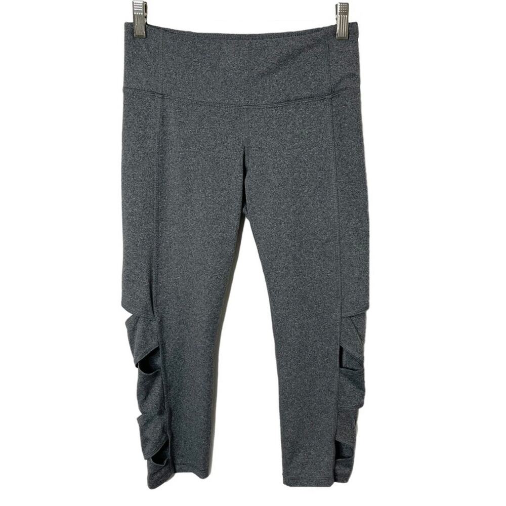 C9 Champion Women's Freedom Capri Leggings S Gray Criss Cross Cut Outs Athletic - Picture 2 of 7